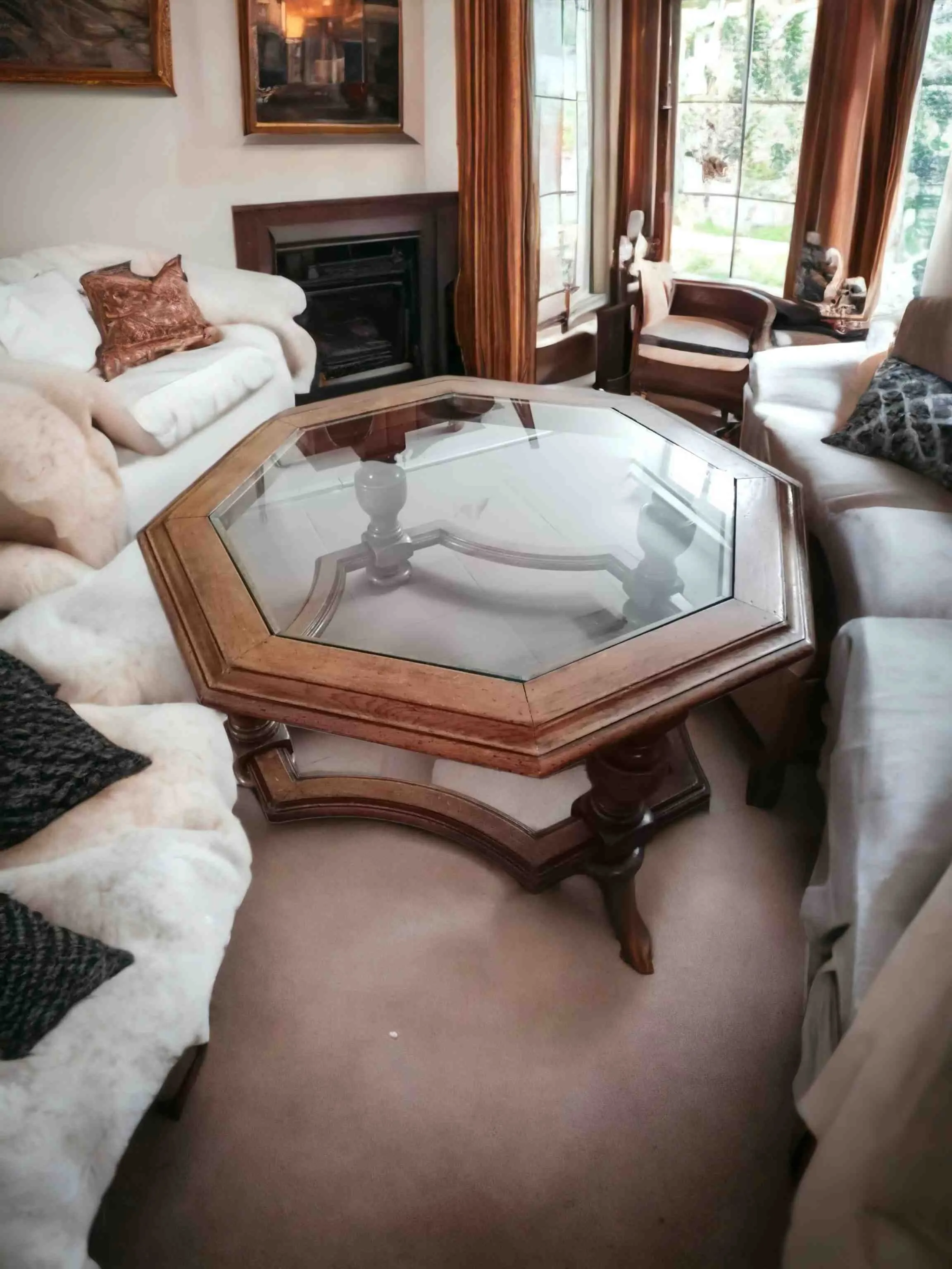 La gran mesa de salón octagonal es un elegante complemento de decoración que se destaca por su forma geométrica única y su amplitud. Perfecta para enriquecer la sala de estar, esta mesa ofrece un toque de sofisticación gracias a su amplia superficie y su diseño distintivo. A menudo realizada con materiales de alta calidad como madera maciza, vidrio o mármol, este tipo de mesa se integra armoniosamente tanto en ambientes clásicos como modernos. Características principales: Diseño octagonal: La forma de ocho lados contribuye a dar un sentido de originalidad y dinamismo al espacio. Materiales de calidad: Puede ser realizada en madera preciosa, con acabados brillantes o marquetería, o bien en una combinación de vidrio y metal para un estilo más moderno. Funcionalidad: La amplia superficie es ideal para colocar libros, jarrones decorativos u otros objetos, manteniendo el salón elegante y organizado. Por qué elegirla: Esta mesa es perfecta para quienes desean un mueble que sea tanto práctico como estéticamente atractivo. Su forma inusual llama la atención y se convierte en un punto focal en la habitación, otorgando un toque de exclusividad y sofisticación a la decoración.