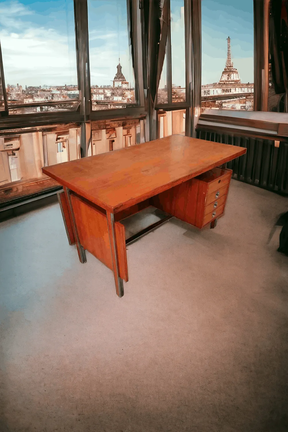 Le Grand Bureau Exécutif est un meuble imposant et fonctionnel, conçu pour offrir un espace de travail spacieux et organisé, idéal pour des bureaux exécutifs ou des studios de haut niveau. Fabriqué avec des matériaux précieux, tels que du bois massif, et souvent enrichi de finitions luxueuses comme des laques, des incrustations ou des détails en métal, ce bureau transmet une image d'autorité et de prestige. Caractéristiques principales : Design élégant et imposant : Le bureau est souvent caractérisé par des lignes élégantes et robustes, avec un plateau large permettant de disposer facilement des documents, des ordinateurs et d'autres outils de travail. Matériaux précieux : Fabriqué en bois massif comme le noyer, le cerisier ou l'acajou, le bureau peut être enrichi de détails en cuir, en métal ou d'incrustations qui soulignent sa qualité. Fonctionnalité et confort : Doté de nombreux tiroirs et compartiments de rangement, le bureau offre également de l'espace pour une chaise exécutive confortable, rendant l'espace de travail à la fois pratique et accueillant. Pourquoi le choisir : Un Grand Bureau Exécutif est parfait pour ceux qui recherchent un espace de travail fonctionnel et esthétiquement imposant. Son style classique et la qualité des matériaux en font un meuble adapté à des bureaux élégants ou des studios prestigieux. De plus, il représente un élément exprimant le pouvoir et l'importance de son utilisateur. Si vous recherchez un bureau alliant praticité, confort et design sophistiqué, ce type de meuble est le choix idéal.