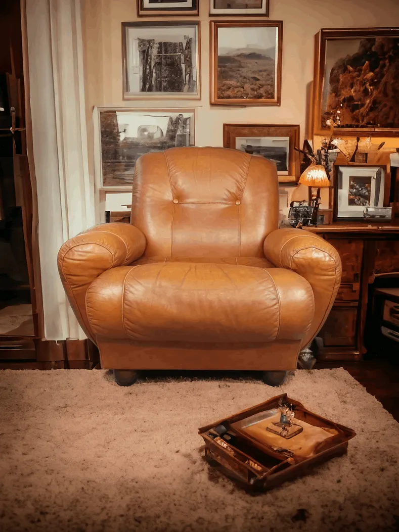 Ce fauteuil en cuir très confortable est le choix parfait pour ceux qui recherchent un mélange d'élégance, de confort et de fonctionnalité. Conçu pour offrir une expérience d'assise exceptionnelle, ce fauteuil est idéal pour des moments de détente et de convivialité. Caractéristiques principales : Revêtement en cuir : Fabriqué en cuir de haute qualité, le fauteuil offre une surface douce et résistante. Le cuir est non seulement facile à nettoyer et à entretenir, mais il devient également plus beau avec le temps, développant une patine qui accentue son caractère et sa beauté. Design ergonomique : Le fauteuil est conçu avec un siège profond et un dossier légèrement incliné, offrant un soutien optimal pour le dos et le cou. Les accoudoirs sont épais et rembourrés, permettant une relaxation totale. Confort rembourré : Le rembourrage généreux, fait de mousse haute densité, garantit un confort prolongé. Ce fauteuil est parfait pour des heures de lecture, de visionnage de films ou simplement pour profiter de moments de tranquillité. Style polyvalent : Avec des lignes épurées et un design moderne, ce fauteuil en cuir s'adapte facilement à différents styles de décoration, des plus contemporains aux plus traditionnels. Disponible dans diverses finitions de couleur, il est facile de trouver l'association parfaite pour votre espace. Pourquoi le choisir ? Ce fauteuil en cuir très confortable est l'ajout idéal pour tout environnement. Que ce soit un salon, une chambre ou un coin lecture, il offre non seulement du confort mais aussi une touche d'élégance. La combinaison de matériaux de haute qualité et d'un design pensé pour le bien-être en fait un meuble indispensable pour ceux qui désirent un endroit accueillant et relaxant. Avec ce fauteuil, chaque moment passé assis sera une expérience de pur plaisir.